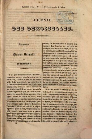 Journal des demoiselles. 9. 1841, Nr. 1 - 2 [u.] 4 - 12 = Ser. 2
