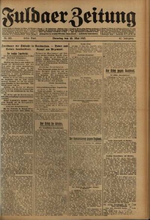 Erste Ausgabe vom Dienstag, den 18. Mai 1915.