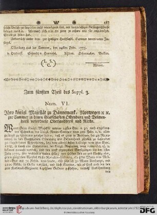 Zum fuenften Theil des Suppl. 3 (Num. VI)