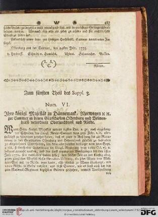 Zum fuenften Theil des Suppl. 3 (Num. VI)