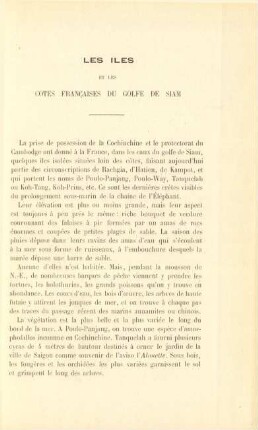 Les îles et les côtes francaises du golfe de Siam