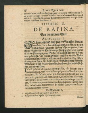 Titulus II. De Rapina. Von geraubtem Gute.