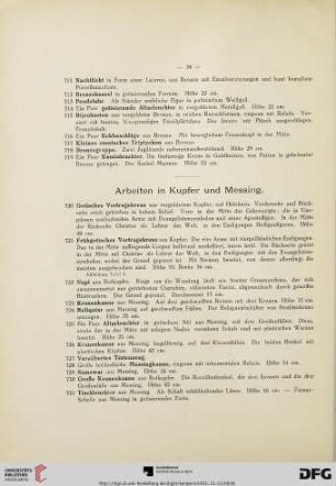 Arbeiten in Kupfer und Messing (Nr. 720-754)