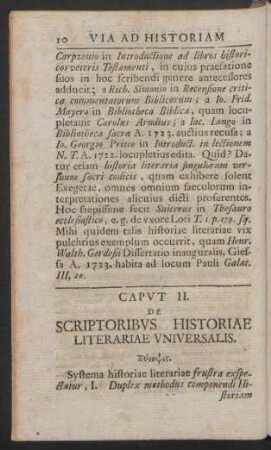 Caput II. De Scriptoribus Historiae Literariae Universalis