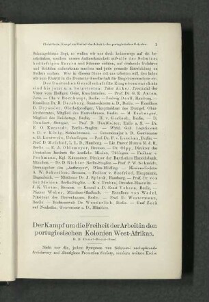 Der Kampf um die Freiheit der Arbeit in den portugiesischen Kolonien West-Afrikas.