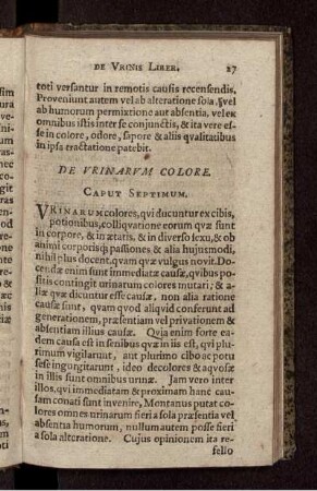De Urinarum Colore. Caput Septimum.