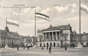 Leipzig: Augustusplatz (Die neuen Flaggenmasten vor dem Neuen Theater.)