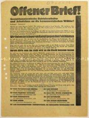Aufruf der SPD an KPD-Anhänger zur Wahl von Paul von Hindenburg zum Reichspräsidenten 1932