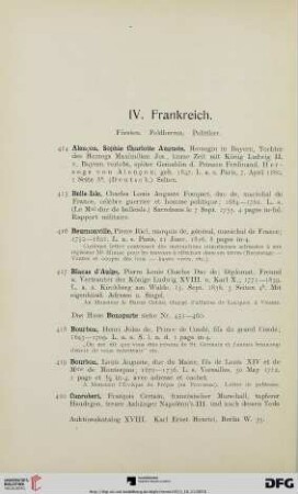 IV. Frankreich (Nr. 414-481)