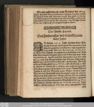Das Fünffte Capittel. Von Finsternissen und bösen Aspecten dieses Jahrs.