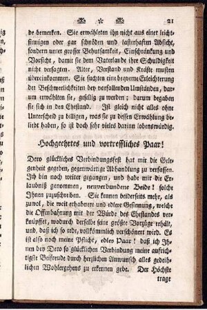 Hochgeehrtes und vortreffliches Paar!