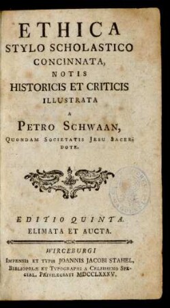 Ethica Stylo Scholastico Concinnata, Notis Historicis Et Criticis