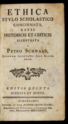 Ethica Stylo Scholastico Concinnata, Notis Historicis Et Criticis