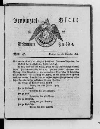 Num. 40., Ausgabe vom 26. Dezember 1815