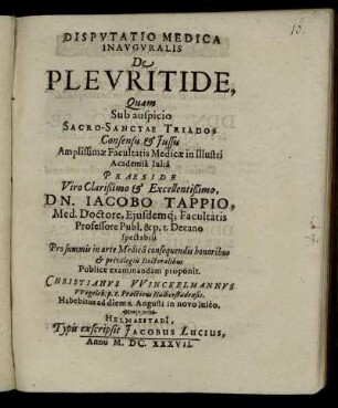 Disputatio Medica Inauguralis De Pleuritide