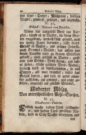 Anderter Absatz. Von unterschiedlichen Mehl-Speisen.