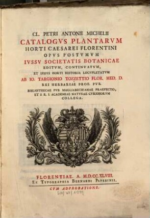 Catalogus plantarum horti Caesarei Florentini
