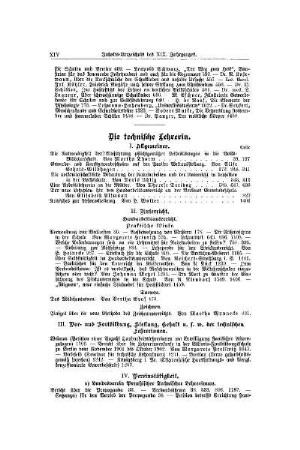 Inhalts-Verzeichnis des XIX. Jahrganges