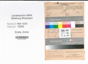 Entnazifizierung Anton Krahe , geb. 12.03.1890 (Kriminalkommissar)