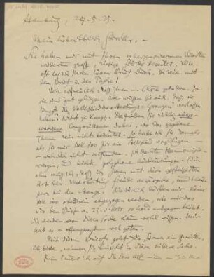 Brief an Willy Strecker und B. Schott's Söhne