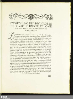 Entwicklung Der Drahtlosen Telegraphie Und Telephonie Und Ihre Wirtschaftliche Bedeutung