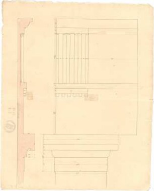 Ziebland, Georg Friedrich; Agrigent (Akragas / Agrigentum, Sizilien); Tempel der Concordia - Aufriss, Schnitt