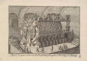 Das Königsteiner Weinfass auf der Festung Königstein in der Sächsischen Schweiz, 1725 gebaut von August dem Starken, 1818 abgerissen, aus der Reihe Dresdner Stadtansichten und sächsischer Ortsansichten von Schlitterlau um 1770