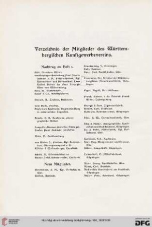 Verzeichnis der Mitglieder des Württembergischen Kunstgewerbevereins