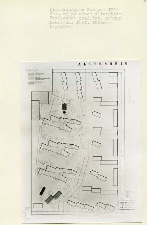 Entwurf zu einem Altersheim, Berlin-Wedding (Diplomarbeit bei Kurt Dübbers): Lageplan 1:500