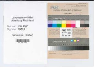 Entnazifizierung Herbert Bobrowski, geb. 30.01.1908 (Versich.Angest.)