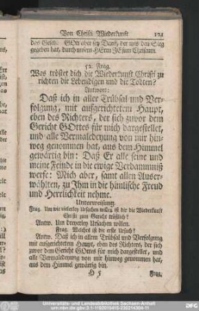 52. Frag. Was tröstet dich die Wiederkunft Christi zu richten die Lebendigen und die Todten?