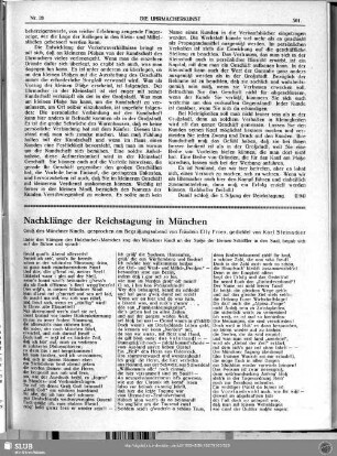Nachklänge der Reichstagung in München