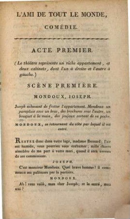 L' ami de tout le monde : comédie en deux actes et en prose