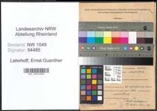 Entnazifizierung Ernst Guenther Lehnhoff , geb. 06.04.1914 (Kaufmann)