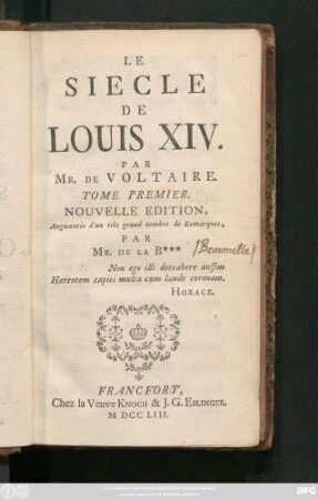 T. 1: Le Siecle De Louis XIV.