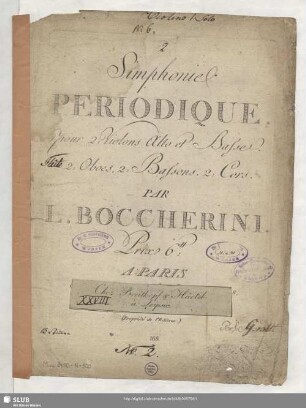 Simphonie periodique pour 2 Violons Alto et Basse, 2 Oboes, 2 Bassons, 2 Cors