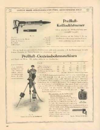 Preßluft-Keillochhämmer ; Preßluft-Gesteinsbohrmaschinen
