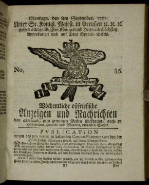 No. 36. Montags, den 6ten September, 1751.