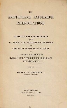 De Aristophanis fabularum interpolatione