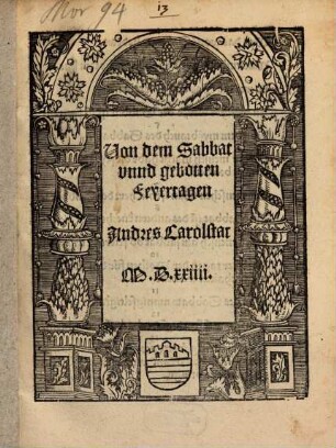 Uon dem Sabbat vnnd gebotten Feyertagen