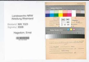 Entnazifizierung Ernst Hagedorn , geb. 24.11.1909 (Stadtsekretaer)
