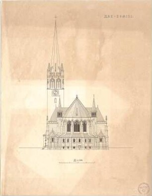 Schmidt, Heinrich von; Ulm; Kath. Garnisonkirche - Aufriss