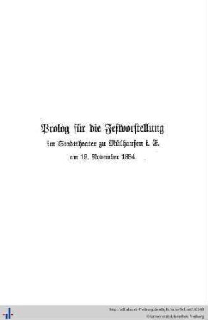 Prolog f. d. Festvorstellung im Stadttheater Mühlhausen.