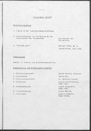 Inhalt "Studienjahr 1986/87"