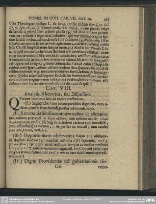 Cap. VIII. Analysis Rhetorica, seu Dispositio