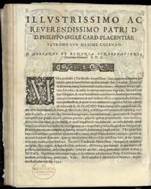 Dedikation an Kardinal Philippo Sega