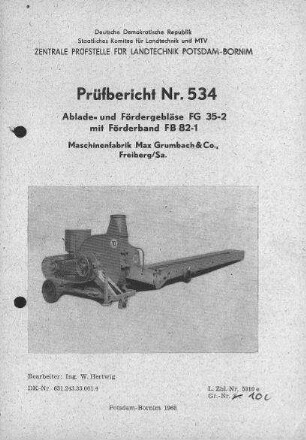 Ablade- und Fördergebläse FG 35-2 mit Förderband FB 82-1