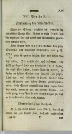 XXI. Vortheil. Zerstreuung der Windwehen