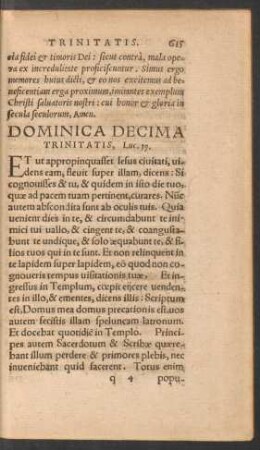 Dominica Decima Trinitatis ...