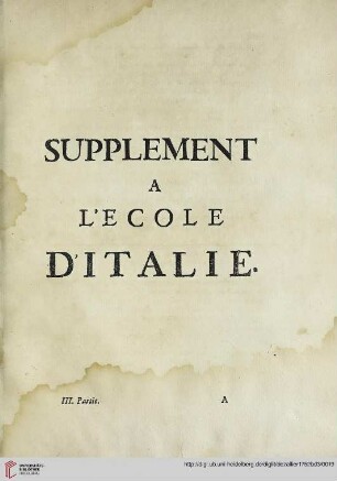 Supplement à l'ecole d'Italie